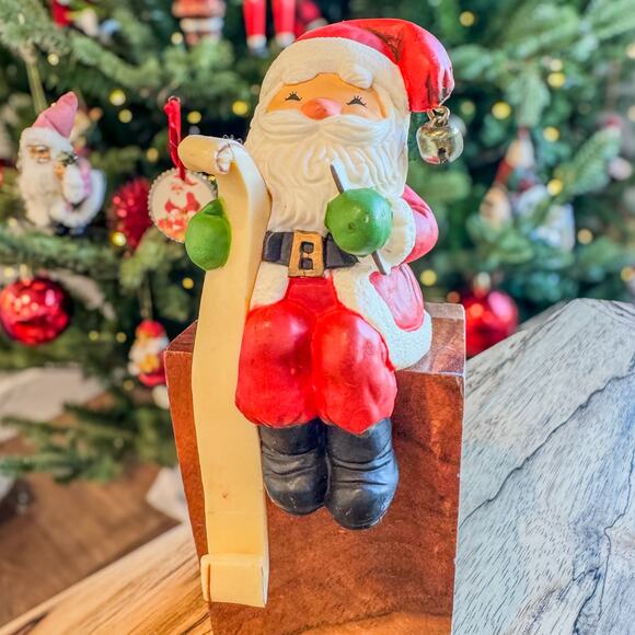 1984 Vintage Hallmark Santa Claus Christmas List Shelf Sitter Stocking Hanger - Picture 2 of 10